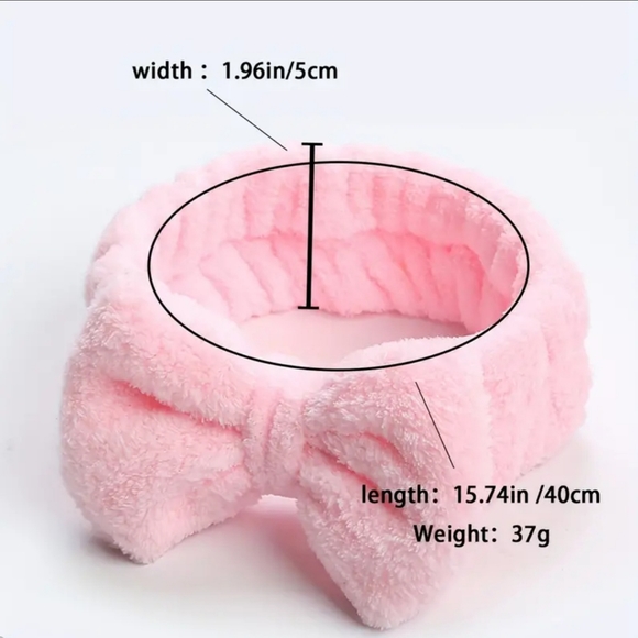 Soft & Fluffy Pink Hearts Headband With Bow - Picture 4 of 7